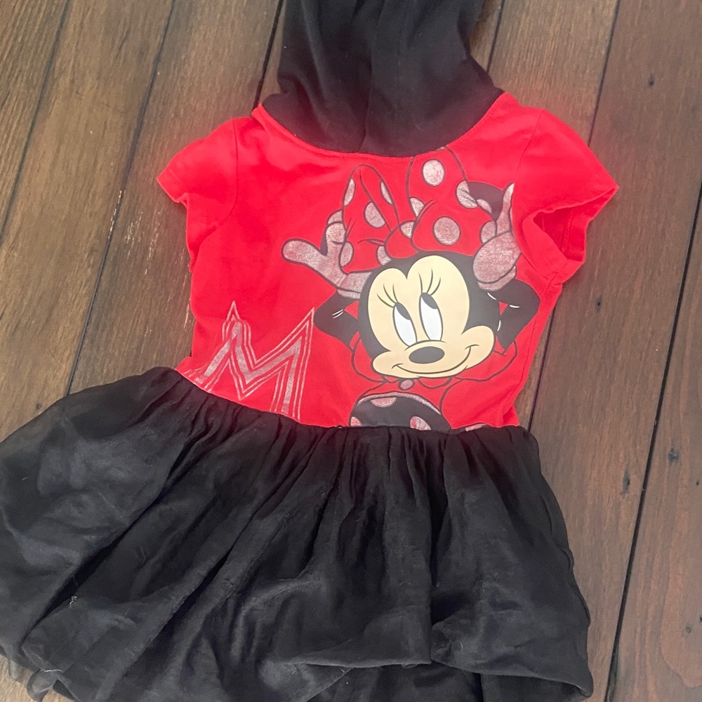 Disney Minnie Mouse Red and Black Hoodie tulle Dress - Picture 2 of 6